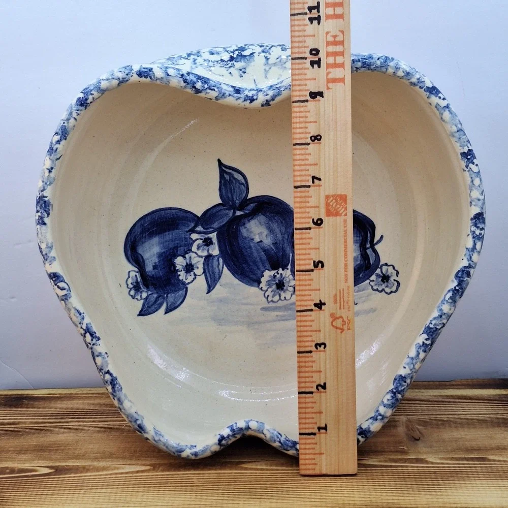 1989 Blue Apple Ceramic Hand-Turned Texas‎ Pottery Serving Bowl Bakeware 11x10x3